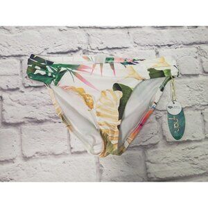NEW Mynah Women's Size XS Tropical Shirred Medium Coverage Hipster Bikini Bottom